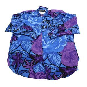 KarenKane Shirt Womens Multicolor Long Sleeve Collared Floral Button Up Top